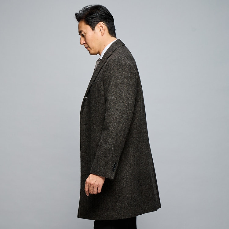 日本製素材 カシミヤ混チェスターコート ヘリンボーン柄 LES MUES