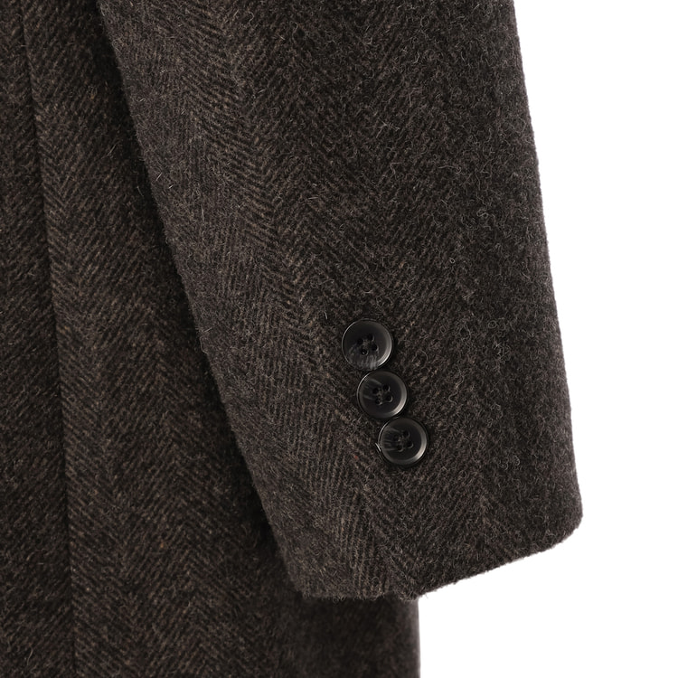 日本製素材 カシミヤ混チェスターコート ヘリンボーン柄 LES MUES