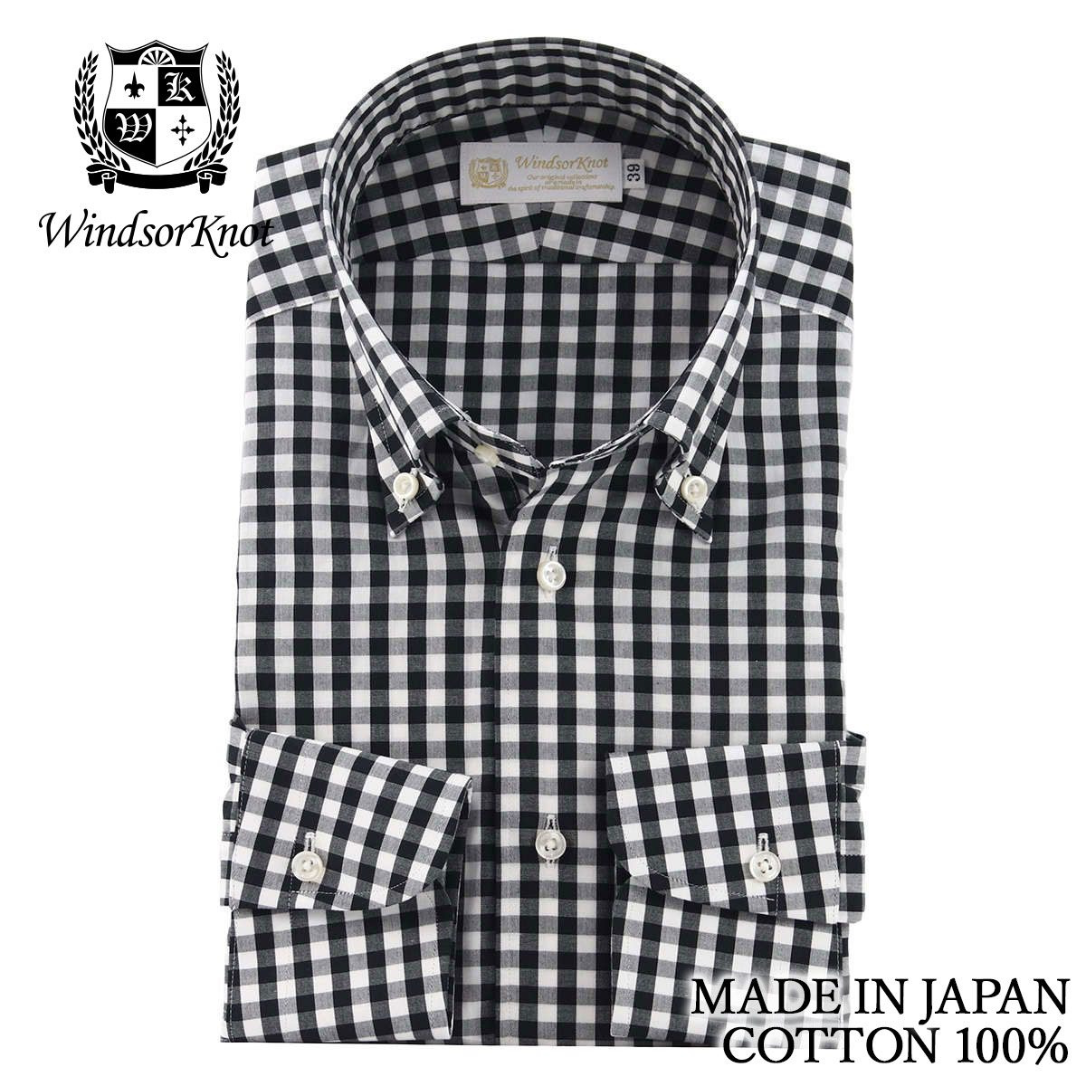 ワイシャツ ボタンダウン ドレスシャツ ギンガム チェック ネイビー 紺