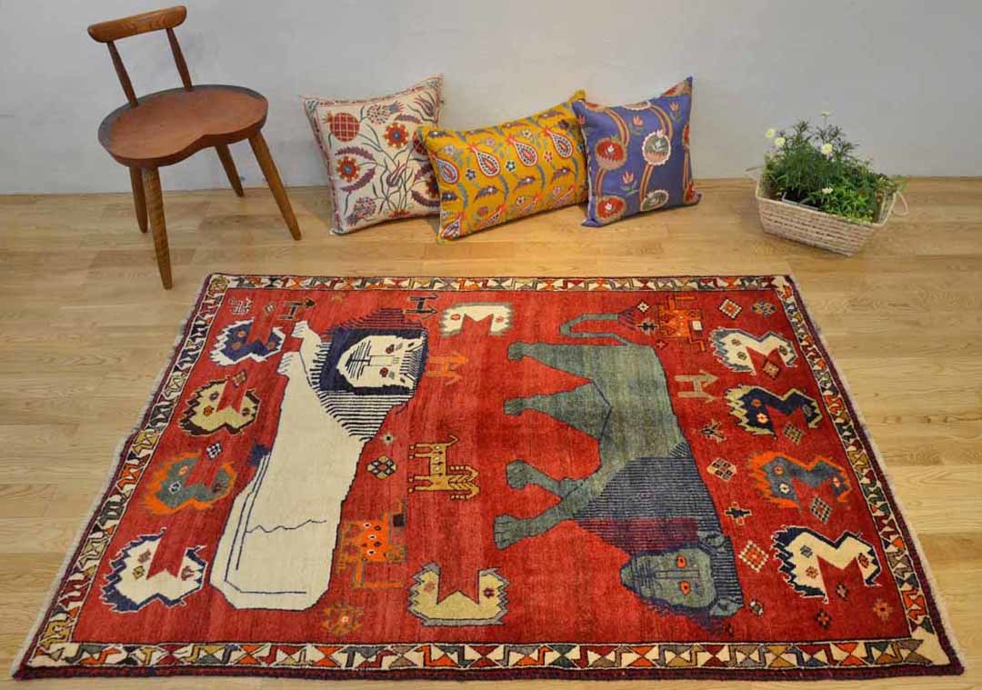 オールドギャッベ（ライオン）168×120cm - abraj（アブラッシュ）Isik