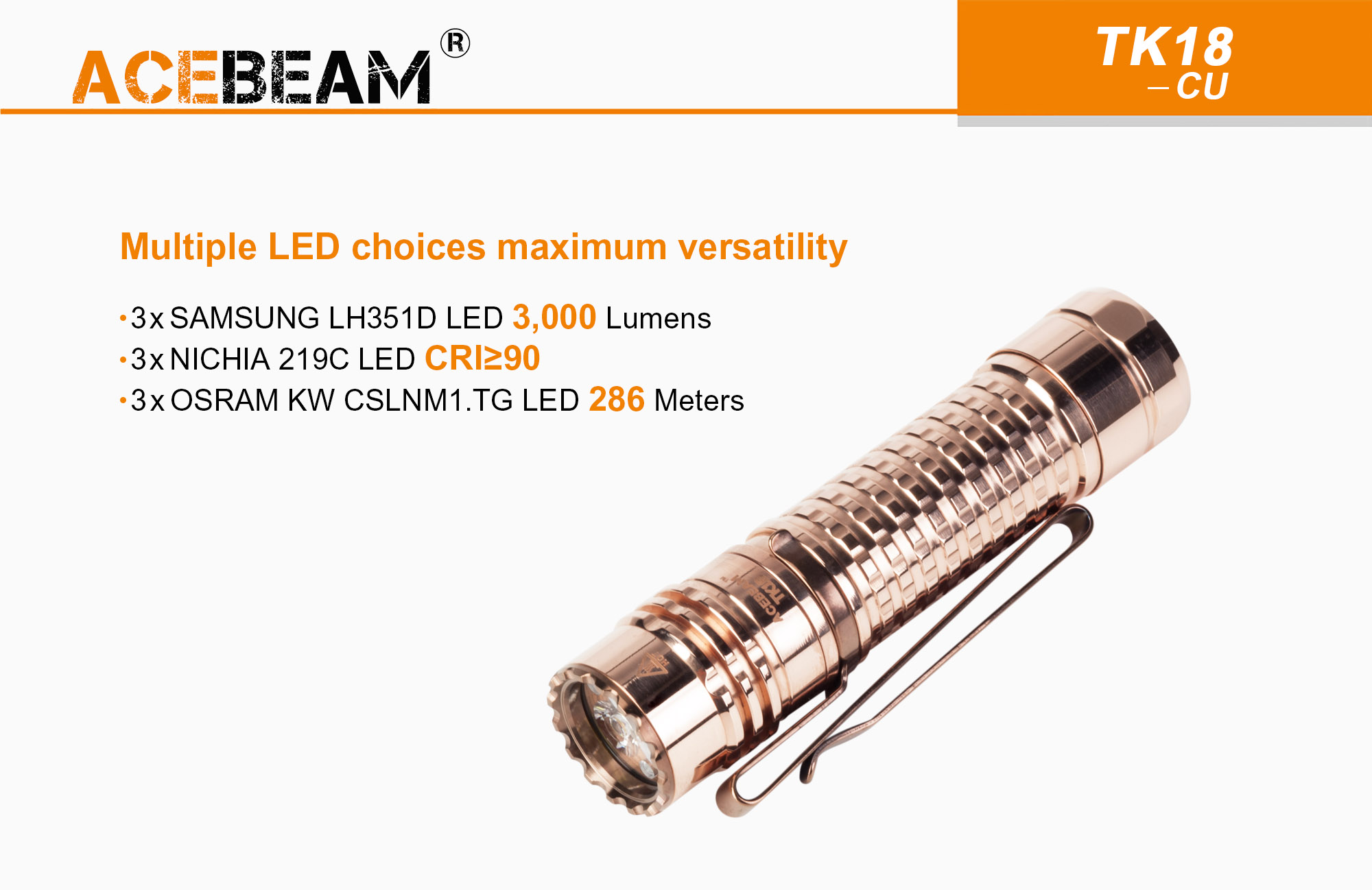 ACEBEAM TK18 Cu (銅) LEDライト TK18 CU EDC Flashlight|Acebeam