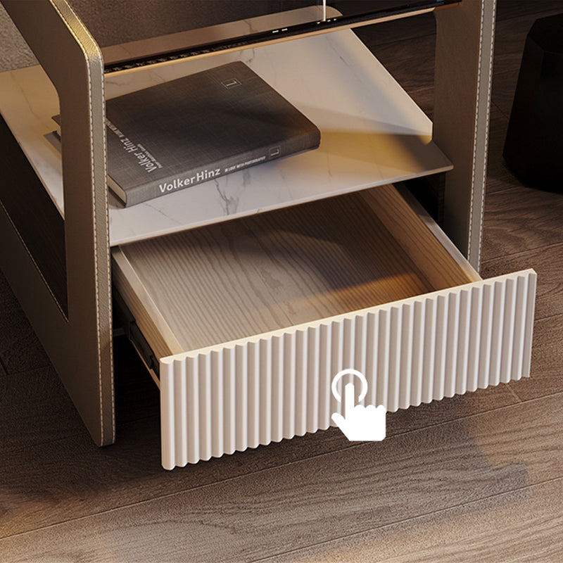 ACEX公式/ベッドサイドテーブル 高級感 大理石 マイクロファイバーレザー