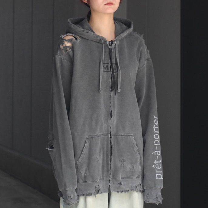 MINUS - 【残りわずか】Bootleg Zip Up Hoodie With Damaged(SIN