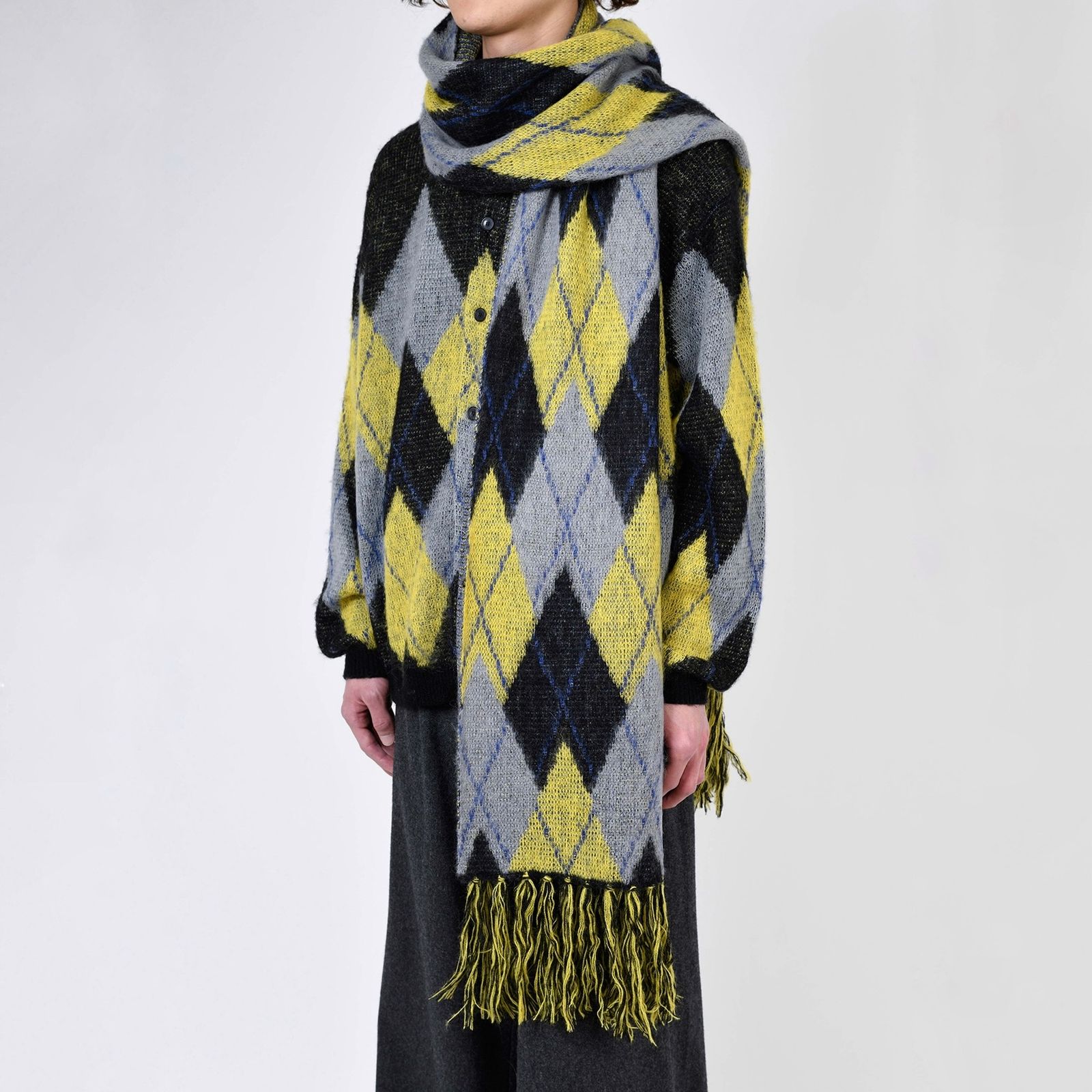 LAD MUSICIAN - 【残り一点】M/Shaggy Argyle Knit Muffler | ACRMTSM