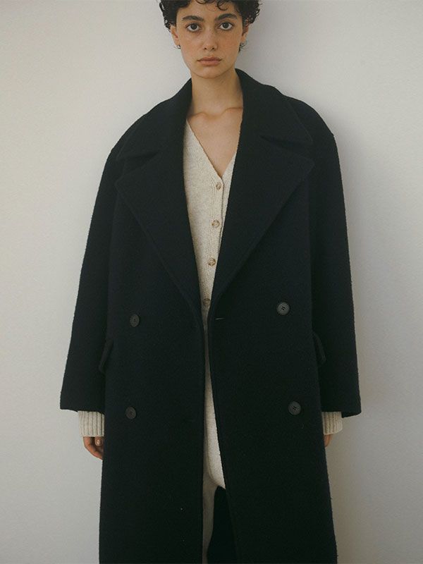 ETRE TOKYO - ダブルブレストウールコート - NAVY | ADDICT WEB SHOP