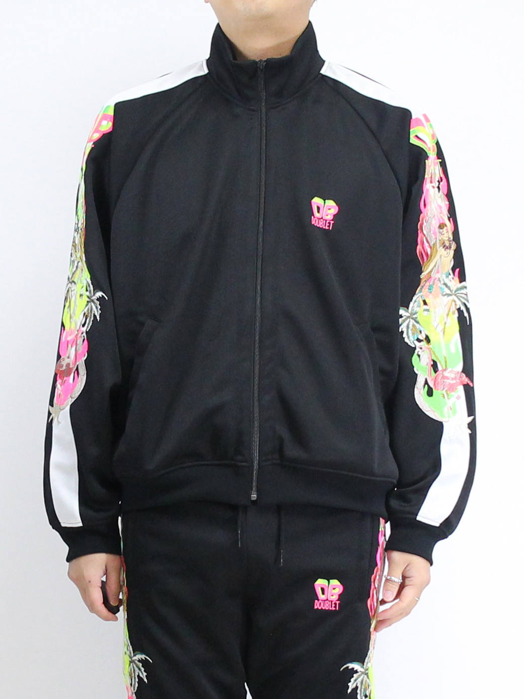 クージートラックジャケット立体両面刺繍ラメラインレインボーオーバー