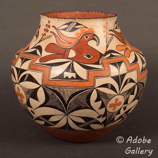 Southwest Indian Historic Acoma Pueblo Pottery Birds C4731P