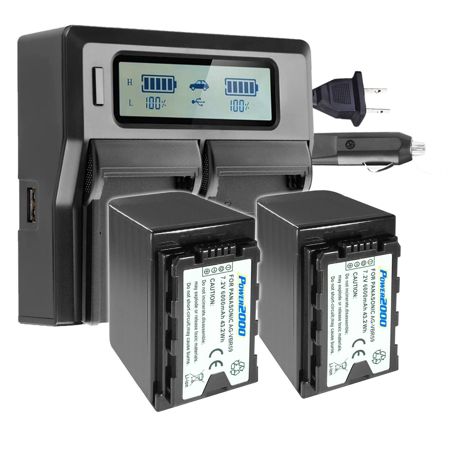 Power2000 2x Panasonic AG-VBR59 7.2V 6000mAh Li-Ion Battery w/Dual