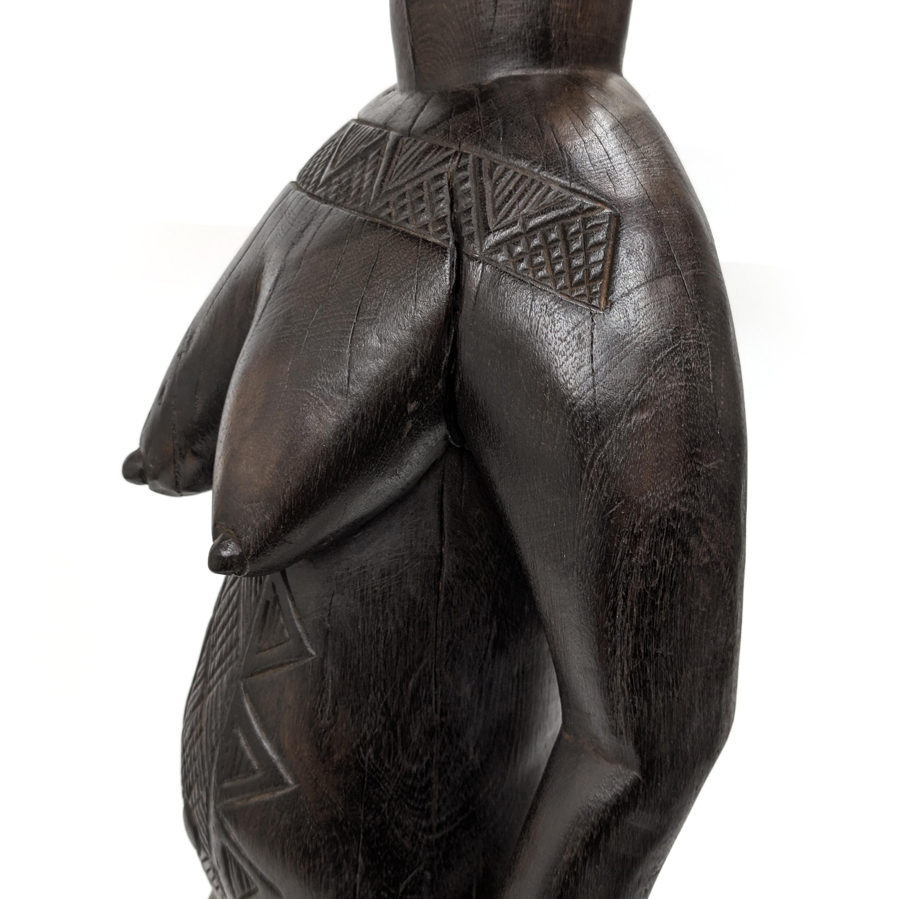 バッサ族女性立像 木彫品 89cm アフリカン プリミティブアート （p880