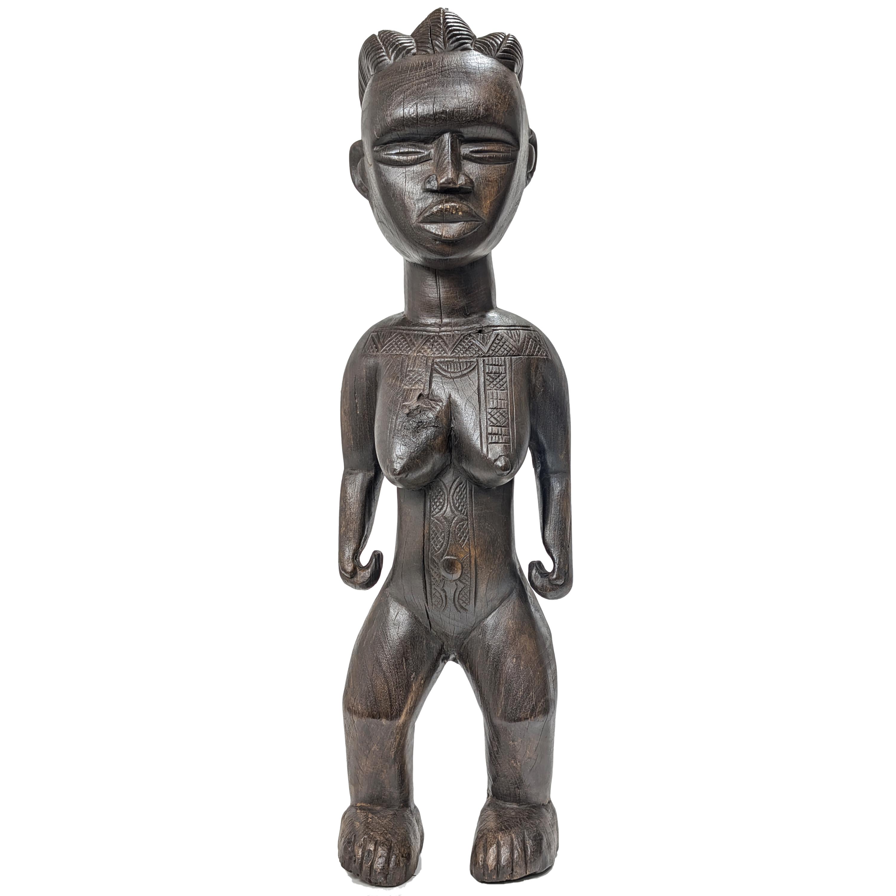 バッサ族女性立像 木彫品 94cm アフリカン プリミティブアート （p880