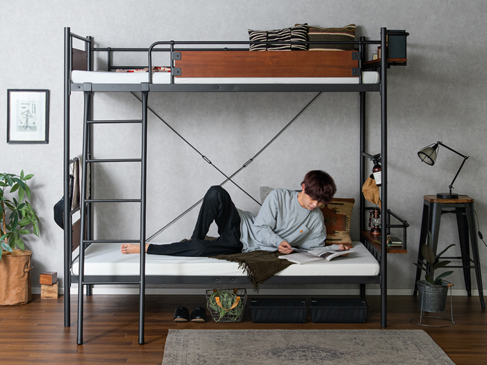 ヴィンテージデザイン2段ベッド NORMAN(ノーマン) シングル フレーム