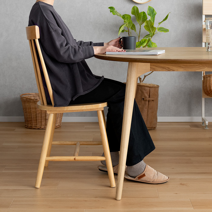 4人用 ウッドダイニング Calma(カルマ)円形テーブル&回転式チェア5点