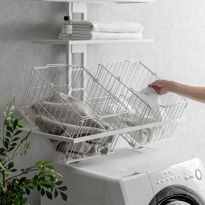 突っ張り式ランドリーラック Leith(レイス)カゴ付きタイプ | 家具