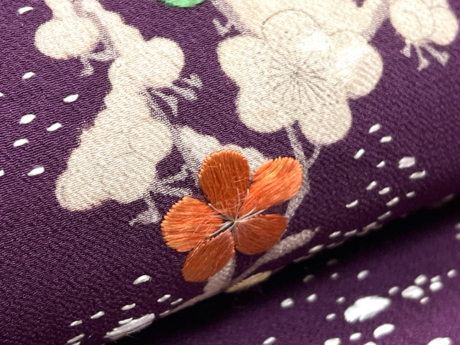 H*N様 雀 スズメ アンティーク 名古屋帯 刺繍帯 紫 パープル 梅 2026年