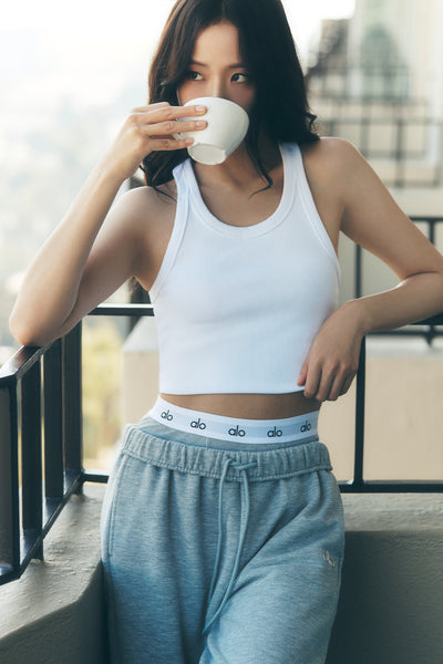 Goddess Ribbed Go-To Tank - White | ALO