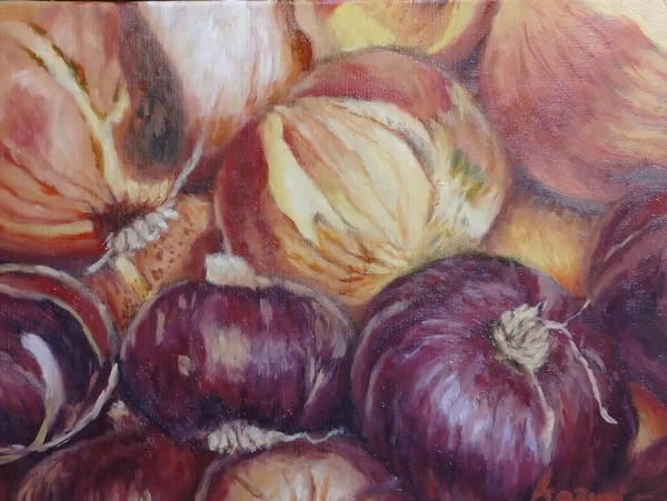 玉ねぎの収穫」 by 中坪和美｜Artmeter｜暮らしを彩るアートが、きっと