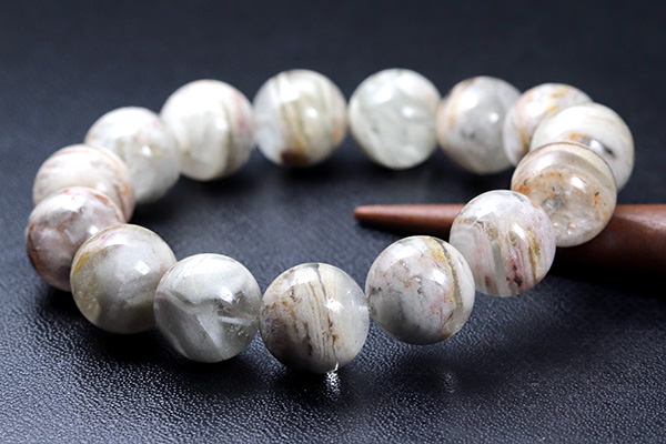 千層ホワイトガーデンファントムクォーツ13mmブレスレット-009水晶