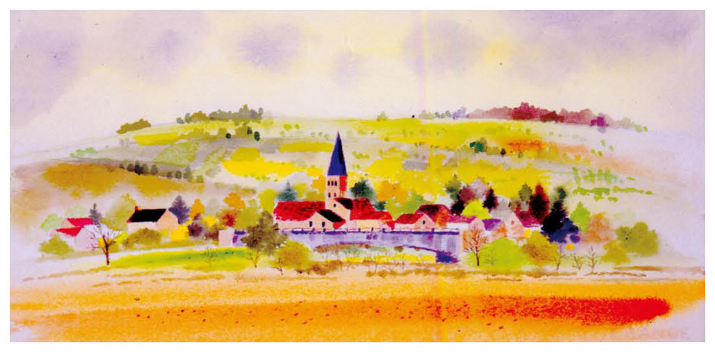 渡辺あきお 絵画 (版画/ジクレー) 中世の面影を残す村（ランス