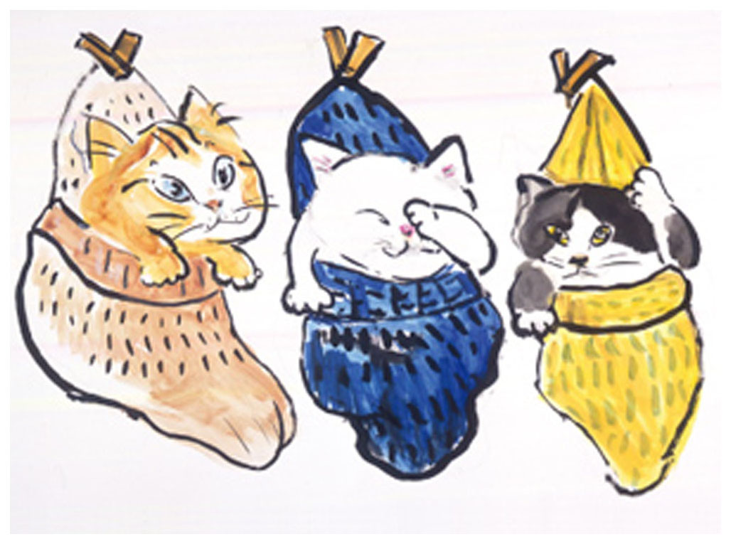 久下貴史 絵画(ダイヤモンド・スクリーニング) 吊り下げソックス猫3