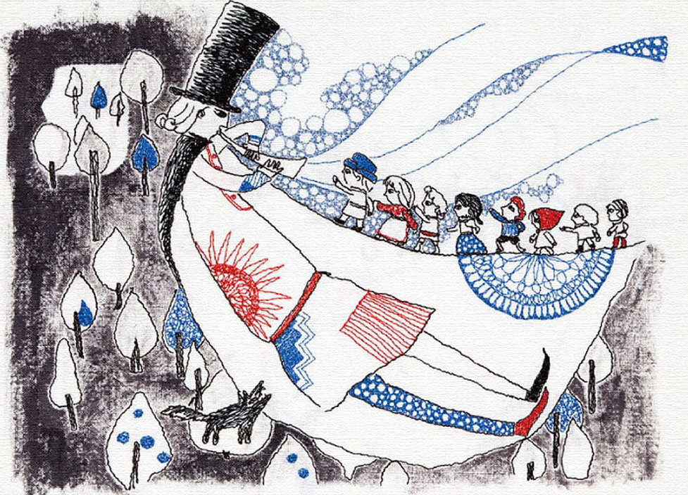 MICAO 絵画 (版画/キャンバスジクレー) ハーメルンの笛吹き 6818