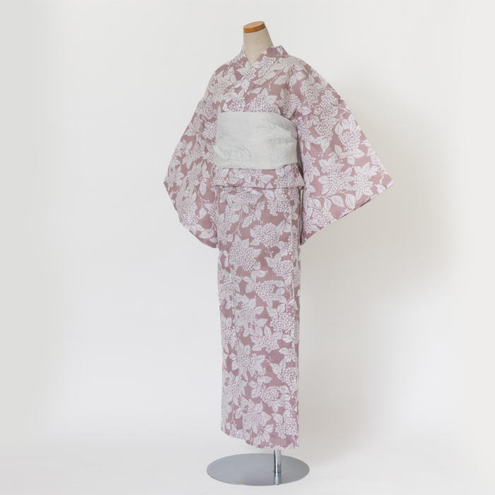 ゆかた 古今 紫陽花 （ピンク） 綿 桃色 仕立て上がり 日本製