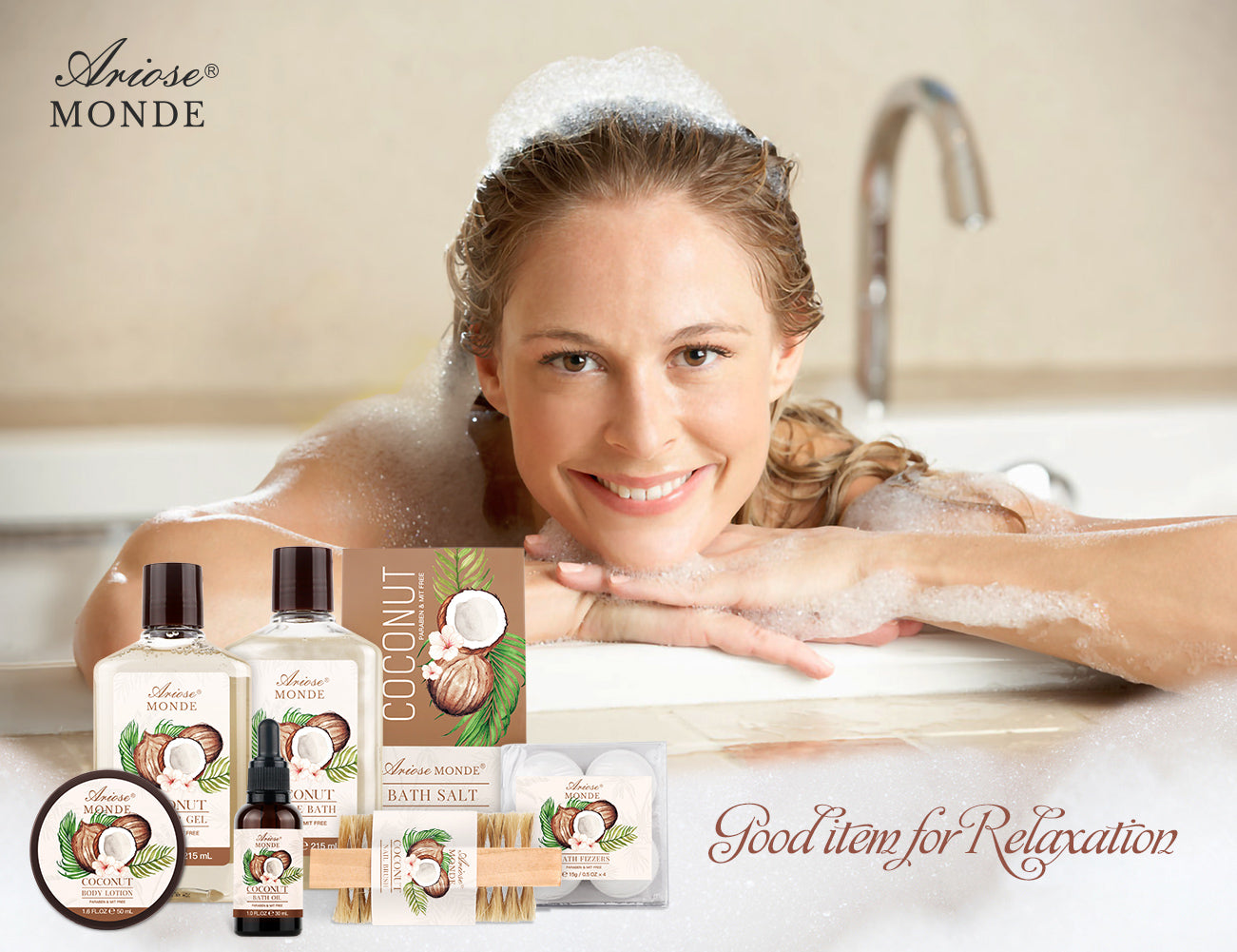 Coconut Scent Bath & Shower Basket Gift Set – ArioseMonde