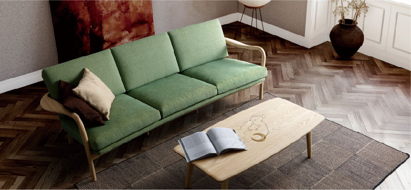 完成家具プレミアムELEGANCE NORDIC LIGHTから2Sタイプのソファが販売