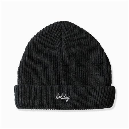 AOW-030｜ニットキャップ(ビーニー) オリジナル刺繍 ブラックボディ 1