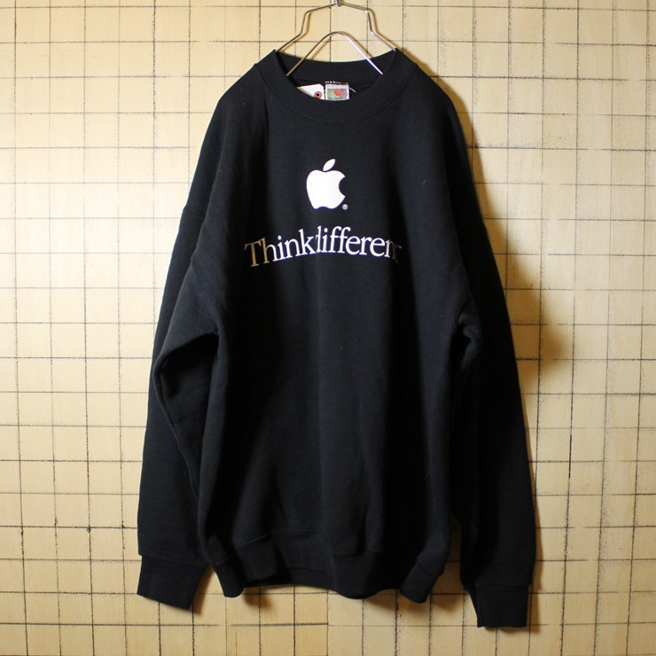 古着 apple アップル Think different プリント スウェット ブラック