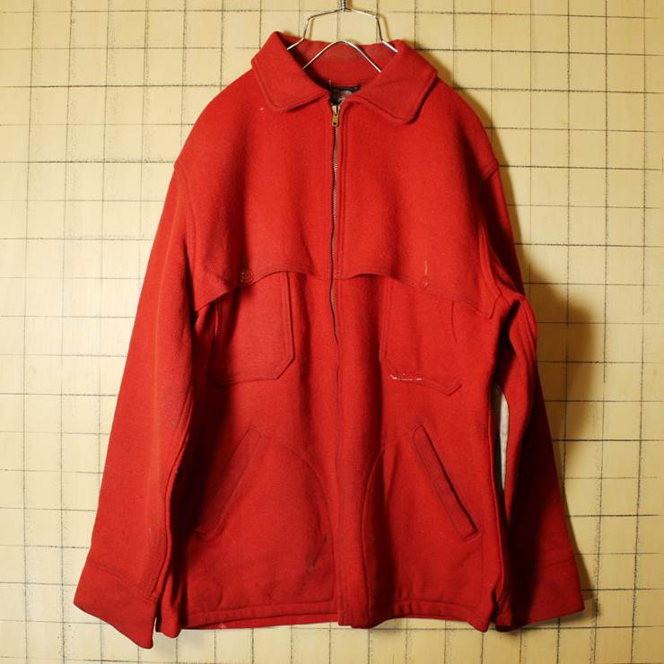 50s USA製 Woolrich ウール ハンティングジャケット レッド メンズM