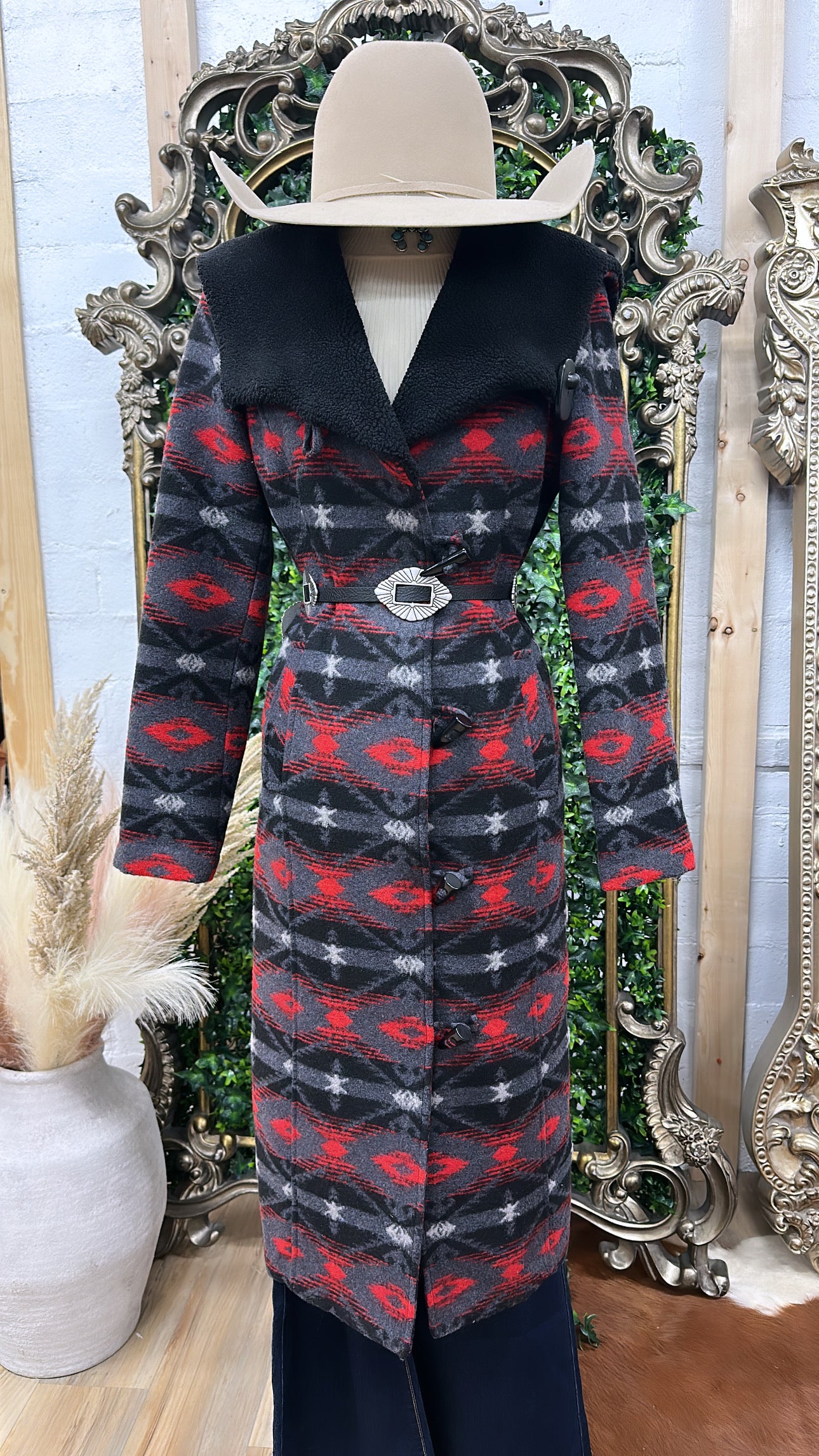 LADIES AZTEC WOOL LONG COAT SCARLET |PRW092R0FX – Botas Rojero