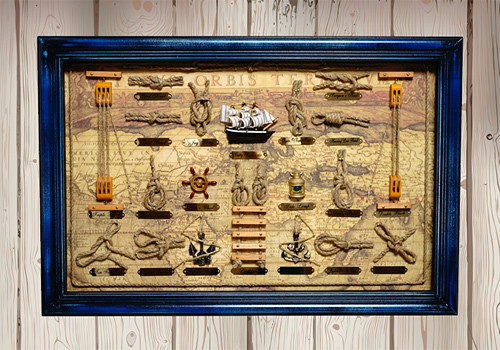 ノットボード（海図） ｜ 13種類のロープ結び（ノット）と、舵輪