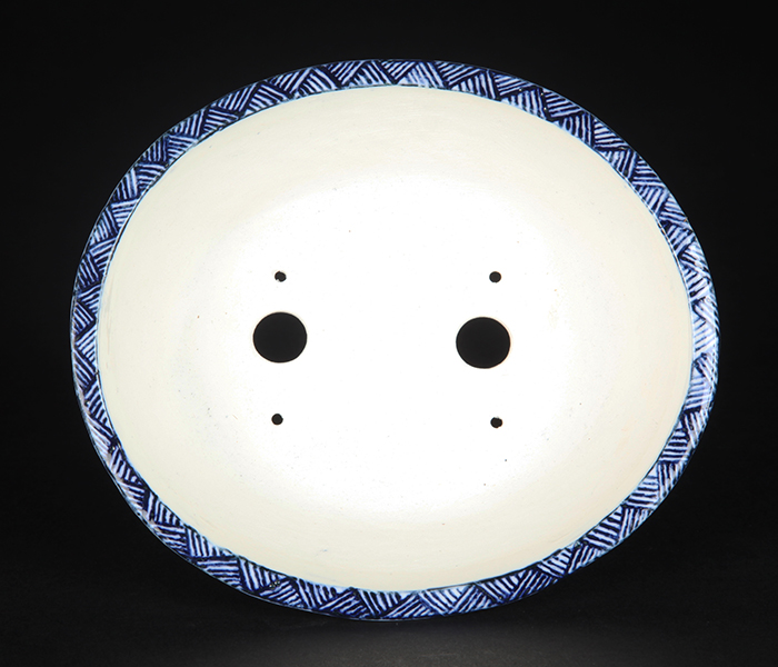 紀伊染付山水図楕円鉢 | 盆栽、盆栽書籍、盆栽鉢の通販│近代出版