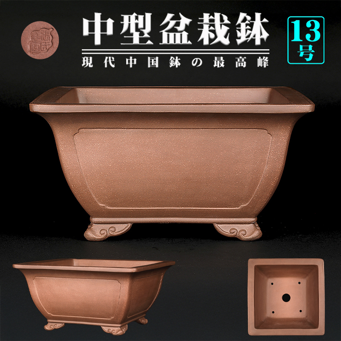 紫泥外縁額面正方鉢 | 盆栽、盆栽書籍、盆栽鉢の通販│近代出版