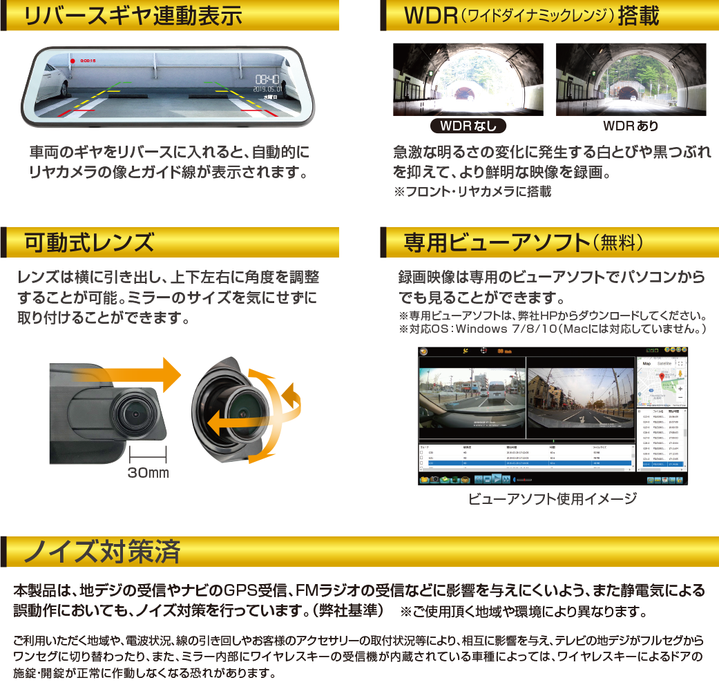 前後録画ドライブレコーダーミラー【製造終了品】 | 大橋産業株式会社