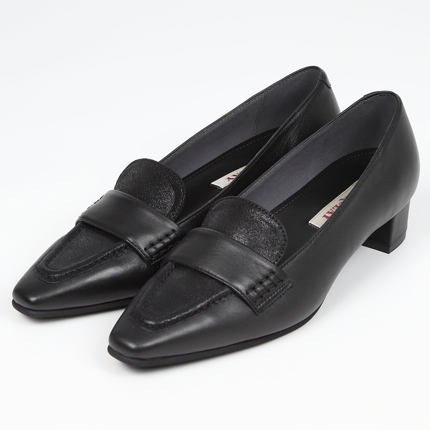 BARCLAY（バークレー）3.5cmヒールローファー ブラックコンビ｜BARCLAY