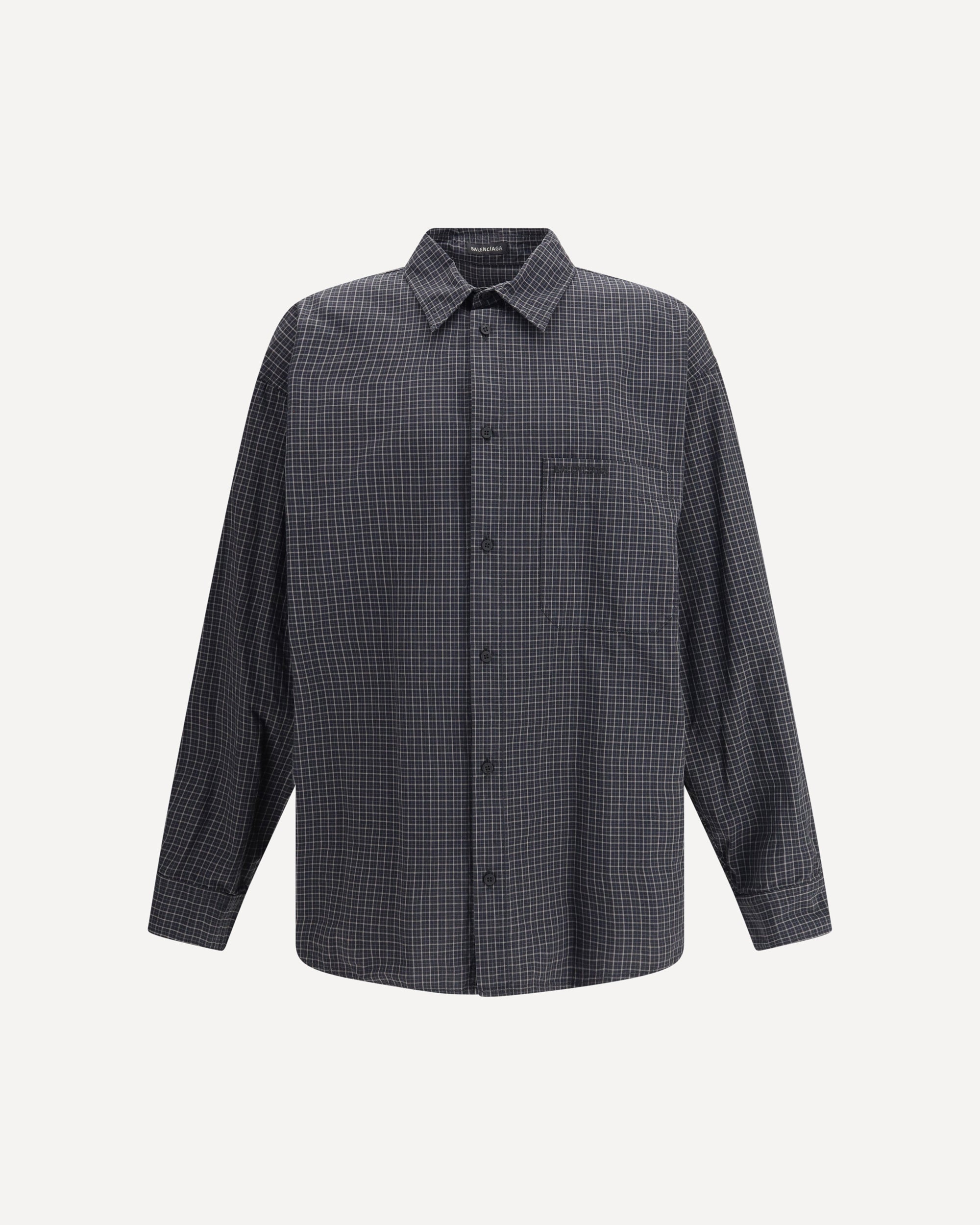 BALENCIAGA Oversized checked Shirt BLACK | Base Blu