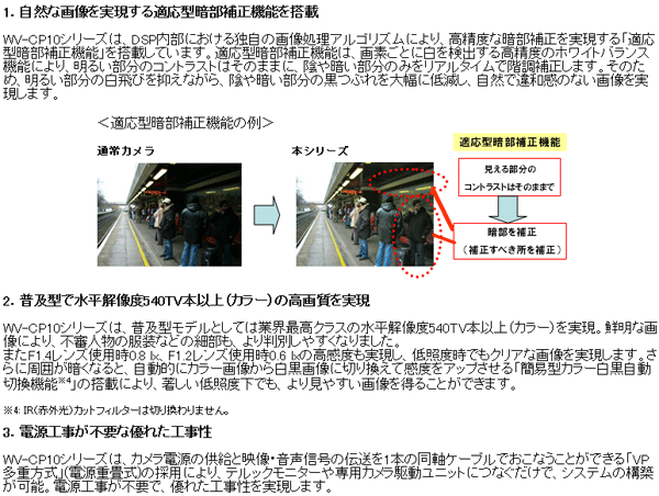 WV-CP10】Panasonic CCTVシリーズ カラーテルックカメラ 〈レンズ別売