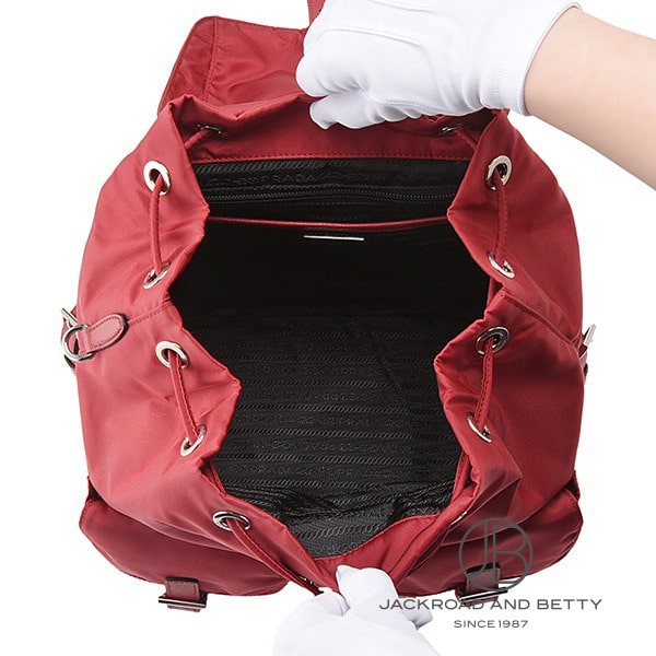ナイロン ミディアム バックパック リュック レッド 赤[1BZ811 V44