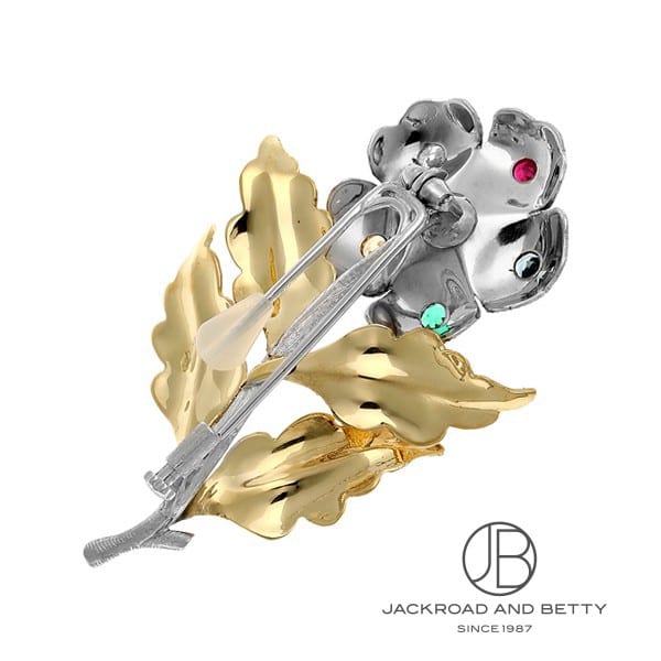 フラワーモチーフ マルチカラーストーン ブローチ[] Flower Motif