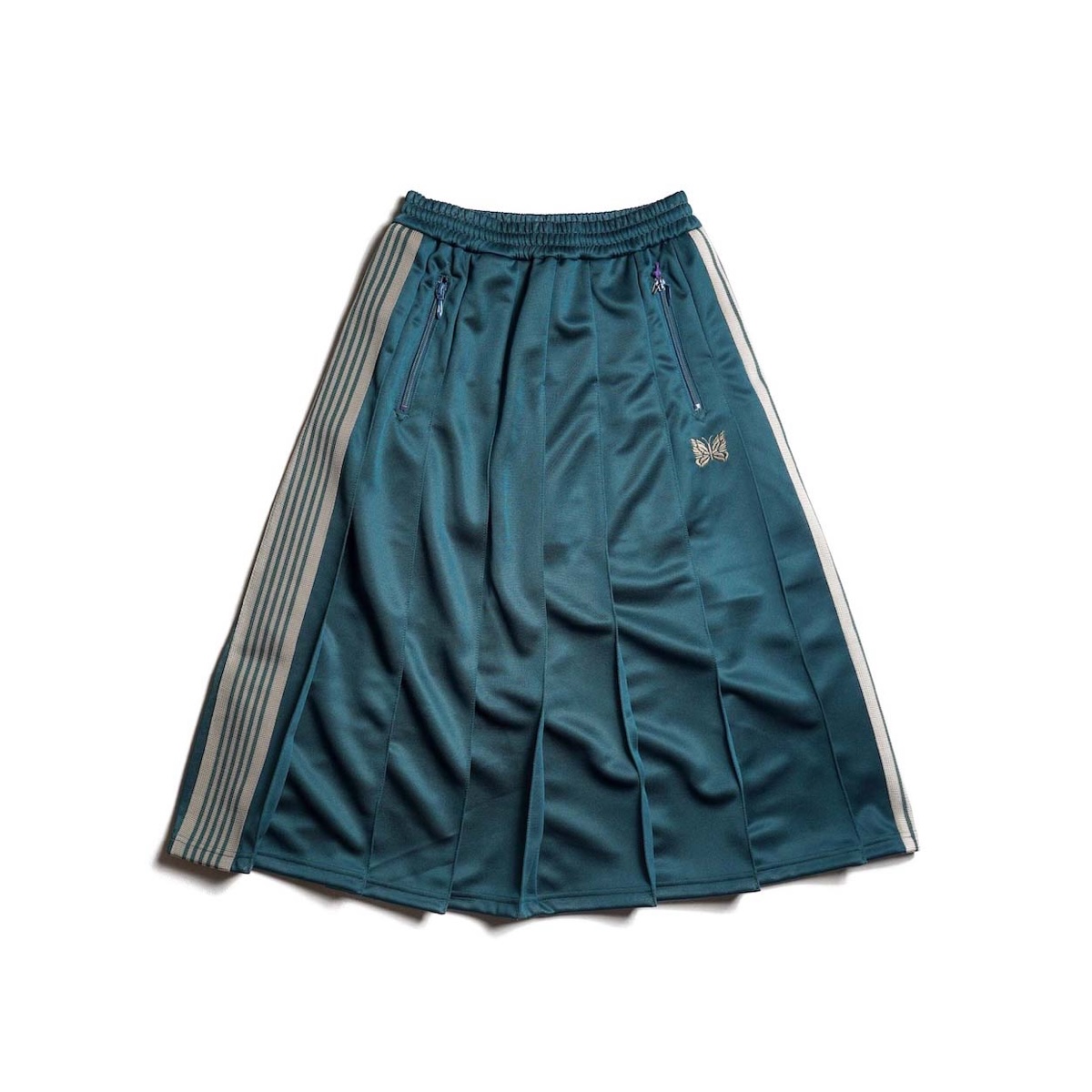 Needles / Pleated Track Skirt - Poly Smooth (Green)