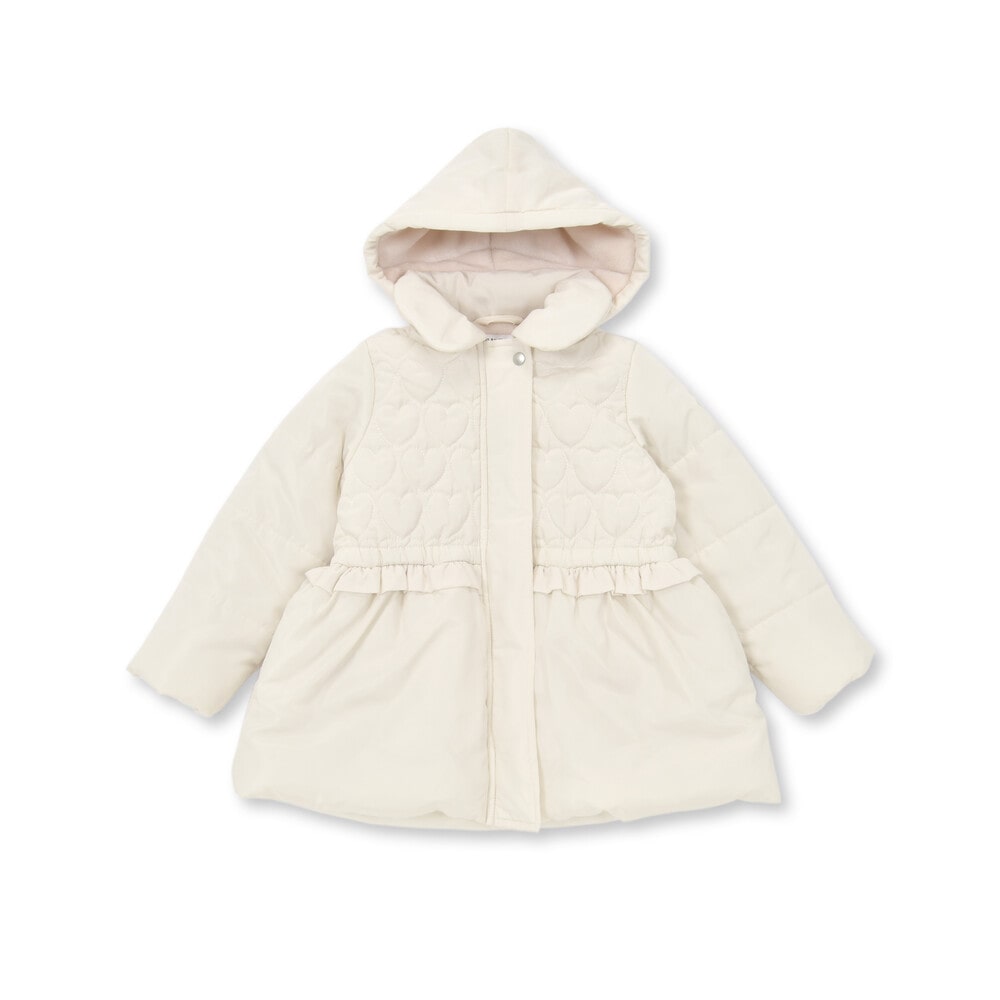 フード付きバックリボン中わたロングコート(90~140cm)(90cm ピンク