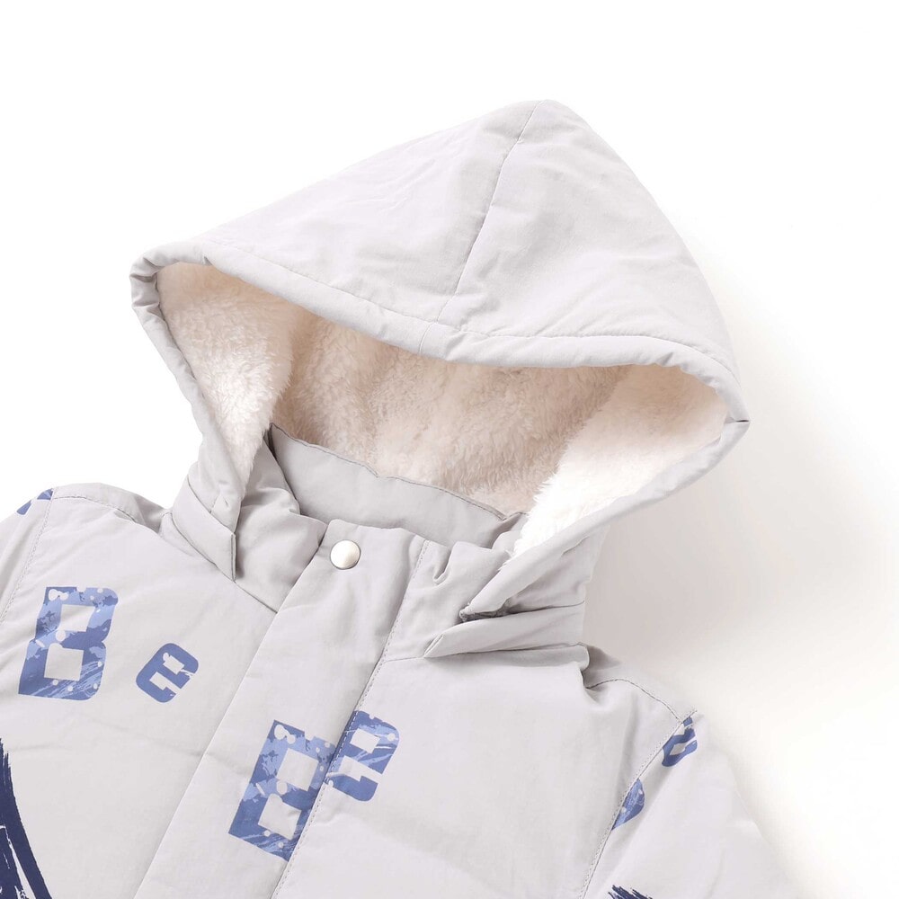 撥水加工】アイスバーグプリントフード中綿コート(90~150cm)(90cm