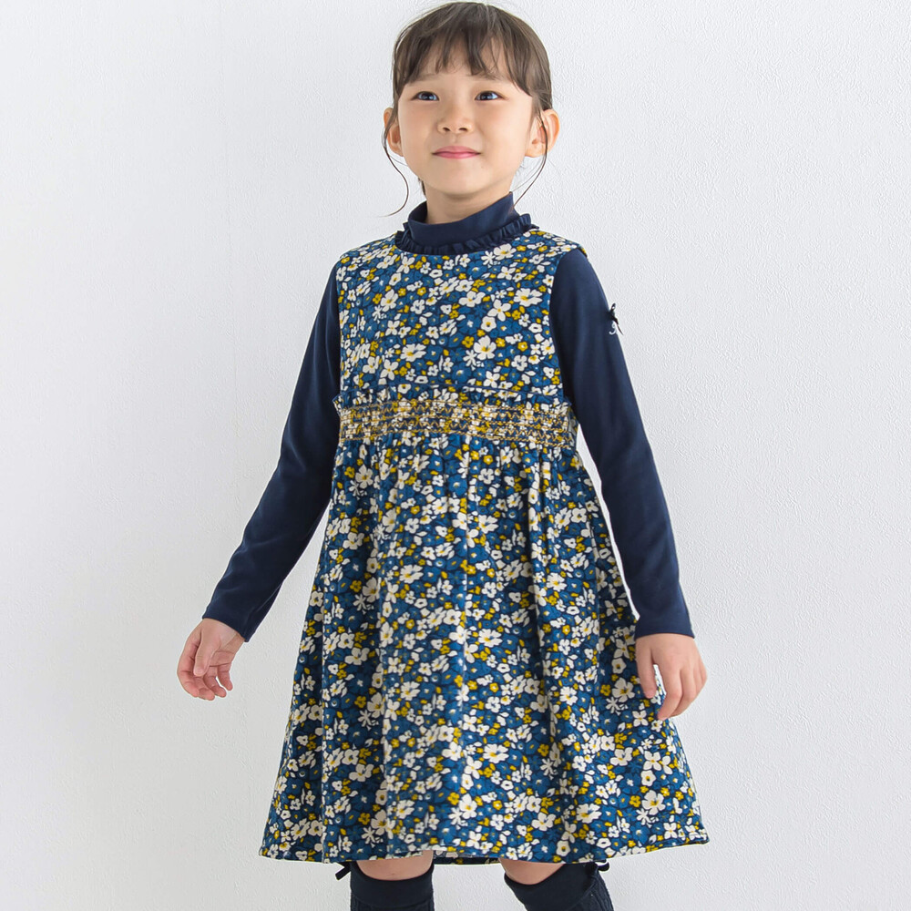 お揃い】シャツコールフラワープリントワンピース(90~150cm)(90cm