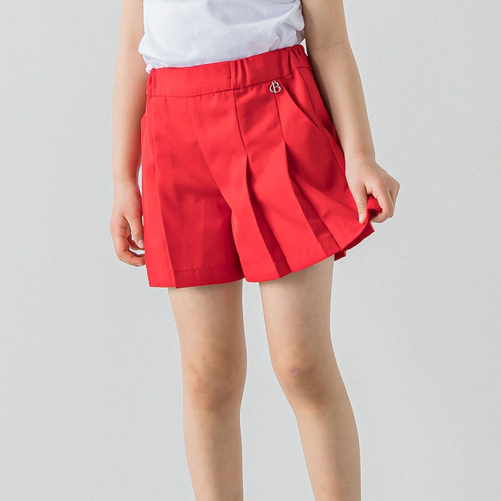 プリーツショートパンツ(90~150cm)(90cm レッド): ボトム【べべモール