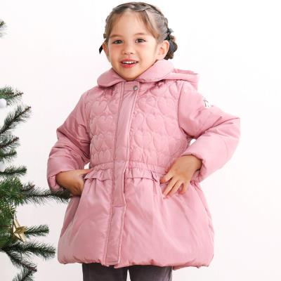 フード付きバックリボン中わたロングコート(90~140cm)(90cm ピンク