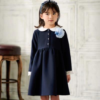 ダブルクロス3way付け襟長袖ギャザーワンピース(110~130cm)(110cm