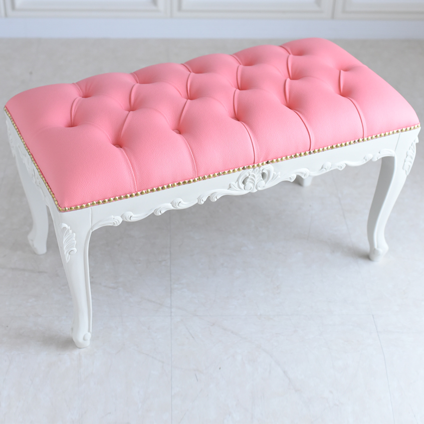 トリノサヴォイア リヨン ベンチスツール PVCピンク 幅82cm | ロココ調