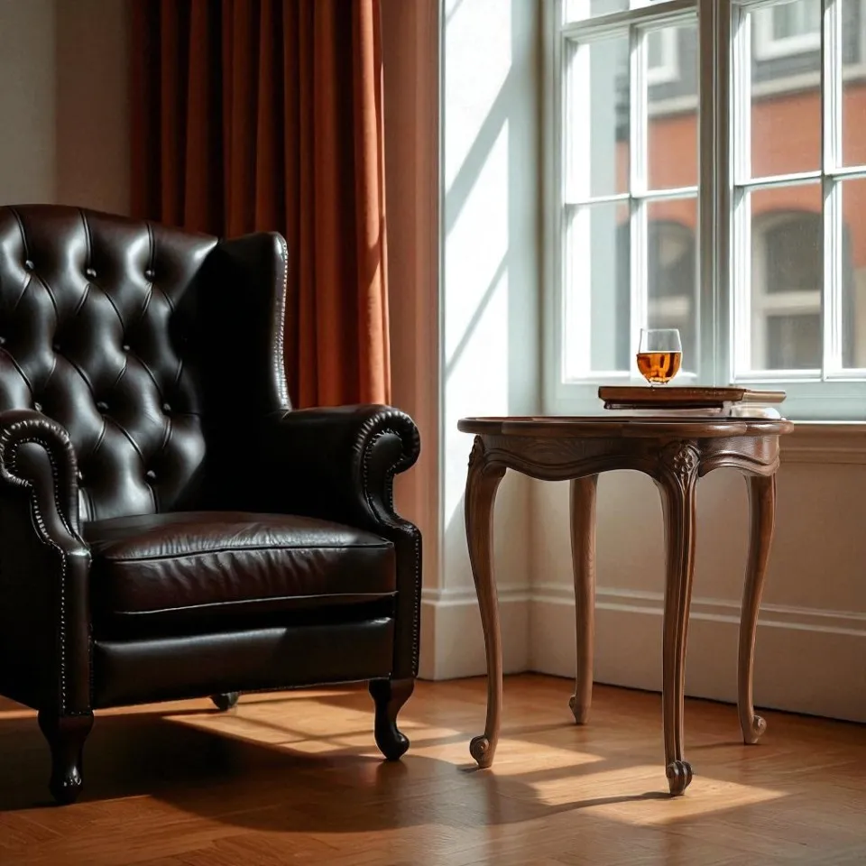 アンティーク調 猫脚 サイドテーブル 英国調 オーク材 直径54cm