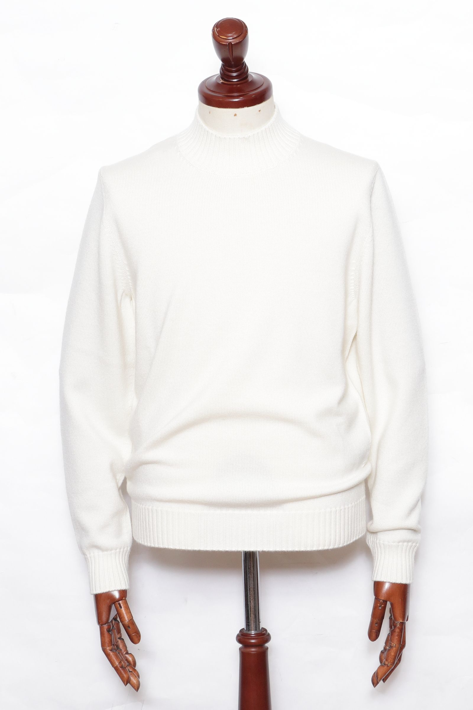 Drumohr - 8ゲージ ミドルゲージ モックネック ニット セーター / オフ